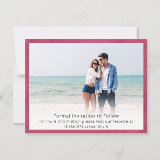 Magenta Moderne foto Bewaar de datum (Achterkant)