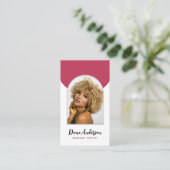 Magenta Moderne Fotoboog Make-up Schoonheidsindust Visitekaartje (Staand voorkant)