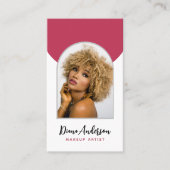 Magenta Moderne Fotoboog Make-up Schoonheidsindust Visitekaartje (Voorkant)