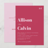 magenta moderne sms - trouwuitnodiging kaart (Voorkant / Achterkant)