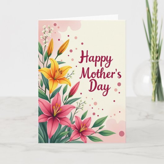 Magenta Moederdag Boeketkaart Kaart (Voorkant)