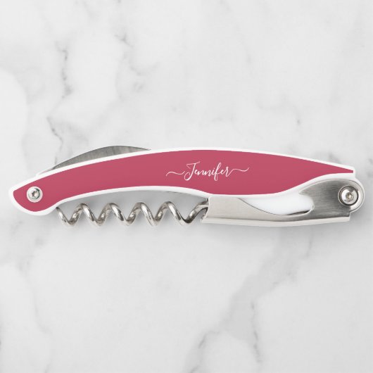 Magenta Monogram Bierwijn Kurkentrekker Flesopener (Achterkant)