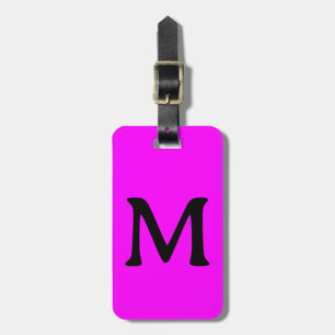 Magenta Monogram Custom Naam Kleur Neon Roze Bagagelabel