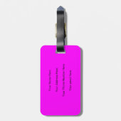 Magenta Monogram Custom Naam Kleur Neon Roze Bagagelabel (Achterkant verticaal)