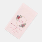 Magenta  monogram voor botanische flessenaalrest servet (Hoek)