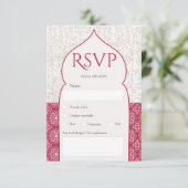 Magenta Moroccan floral rsvp bruiloft Kaart (Staand voorkant)