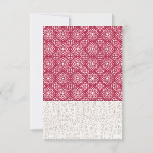 Magenta Moroccan floral rsvp bruiloft Kaart (Achterkant)