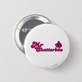 Magenta Mr Chatterbox Logo Ronde Button 5,7 Cm (Voorkant /achterkant)