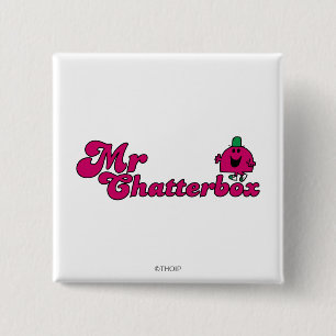 Magenta Mr Chatterbox Logo Vierkante Button 5,1 Cm