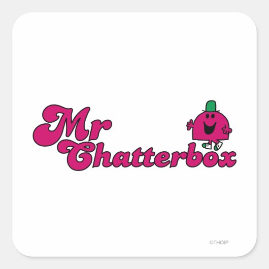 Magenta Mr Chatterbox Logo Vierkante Sticker (Voorkant)
