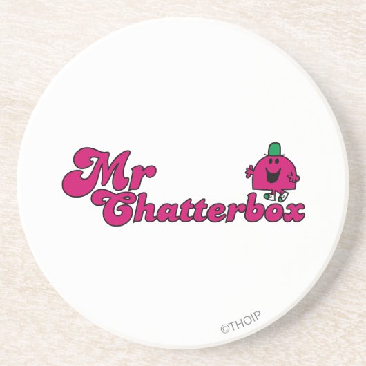 Magenta Mr Chatterbox Logo Zandsteen Onderzetter (Voorkant)