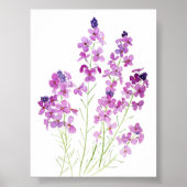 magenta muurbloemen waterverf poster (Voorkant)
