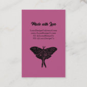 Magenta Mystical Luna Moth Blank Business Card Visitekaartje (Achterkant)