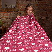 Magenta Naam herhalen Monogram hart Fleece Deken