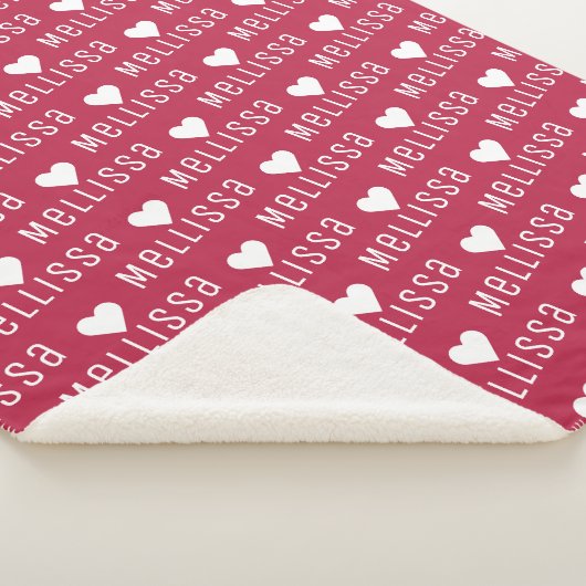 Magenta Naam herhalen Monogram hart Sherpa Deken (3/4)