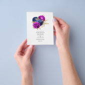 Magenta Navy and Gold Floral Wedding Flyer (Hand)
