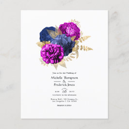 Magenta Navy and Gold Floral Wedding Flyer