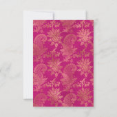 Magenta Navy and Gold Floral Wedding RSVP Kaartje (Achterkant)