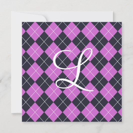 Magenta & Navy Argyle Afstuderen Uitnodiging (Voorkant)