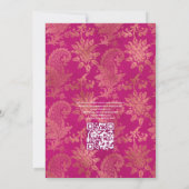 Magenta Navy en Gouden Bloemen Bruiloft QR Code Rs Kaart (Achterkant)