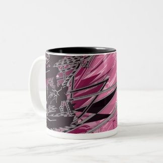 Magenta Neon Geometrie — Abstracte Kunst Mok