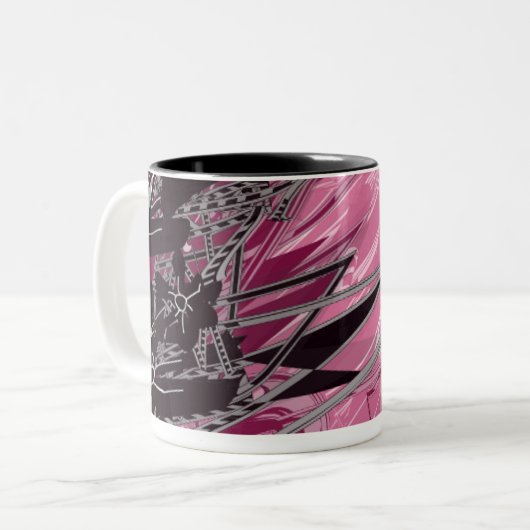Magenta Neon Geometrie — Abstracte Kunst Mok (Voorkant links)