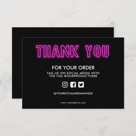 Magenta Neon Sign Dank u voor het Tussenvoegsel va (Voorkant / Achterkant)