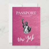 Magenta New York City Passport Bewaar de datum Save The Date (Voorkant)