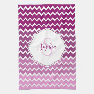 Magenta Ombre Chevron Kitchen Towel Theedoek