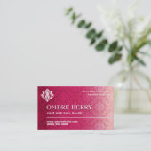 Magenta Ombre Damask Visitekaartje (Staand voorkant)