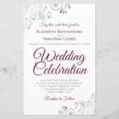 Magenta op witte bruiloft nodigt Grote (Voorkant)