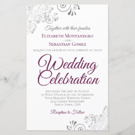 Magenta op witte bruiloft nodigt Grote