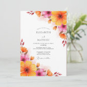 Magenta Orange Lush Summer Wedding Kaart (Staand voorkant)