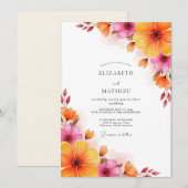 Magenta Orange Lush Summer Wedding Kaart (Voorkant / Achterkant)
