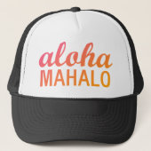 Magenta Oranje gradiënt Aloha Mahalo Typografie Trucker Pet (Voorkant)