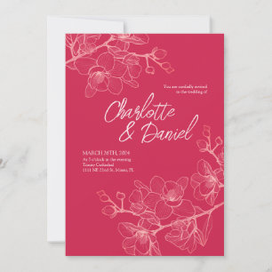 Magenta Orchid Moments   Uitnodiging tot weddensch