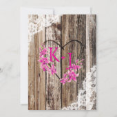 Magenta Orchid Wood Lace Rustic Wedding Kaart (Achterkant)