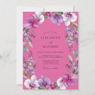 Magenta Orchidee Paarse Bruiloft Kaart