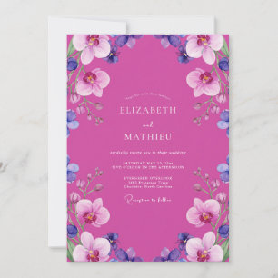 Magenta Orchidee Tropisch Huwelijk Kaart