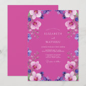Magenta Orchidee Tropisch Huwelijk Kaart (Voorkant / Achterkant)