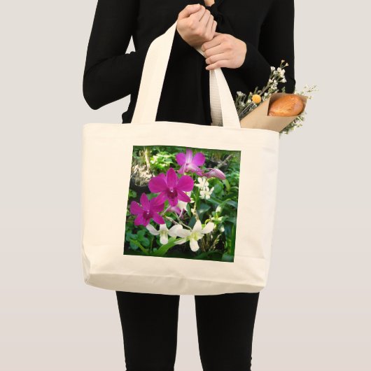 Magenta Orchids Grote Tote Bag (Voorkant (product))