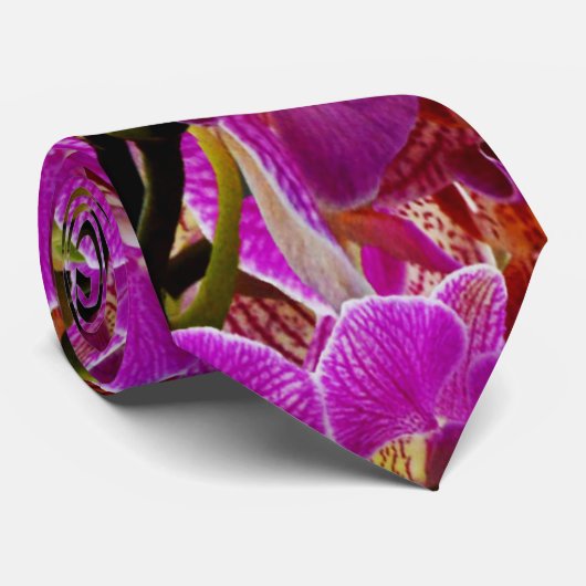 Magenta Orchids Stropdas (Opgerold)