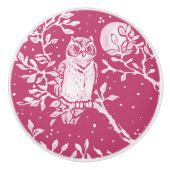 Magenta Owl in Tree Moon Forest Natuur Keramische Knop (Voorkant)