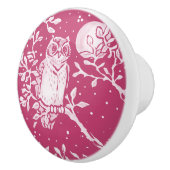 Magenta Owl in Tree Moon Forest Natuur Keramische Knop (Rechts)