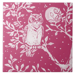 Magenta Owl Night Moon Animal Natuur Woodland Tegeltje