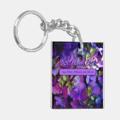 magenta Paars blauw Hydrangeas bloemen, mam Sleutelhanger (Voorkant Links)