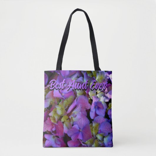 magenta Paars blauw Hydrangeas bloemen Tunt Tote Bag (Voorkant)