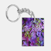 Magenta Paars blauw Hydrangeas flower Bride Sleutelhanger (Voorkant Links)