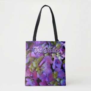Magenta Paars blauw Hydrangeas flower Bride Tote Bag