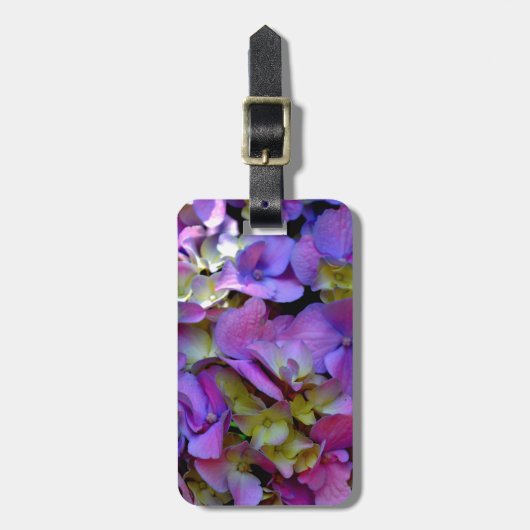 Magenta Paars blauw Hydrangeenbloemen Bagagelabel (Voorkant verticaal)